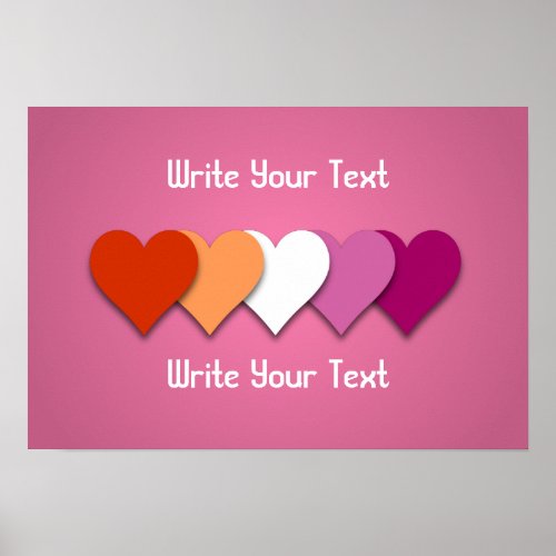 Lesbian pride hearts with custom text poster