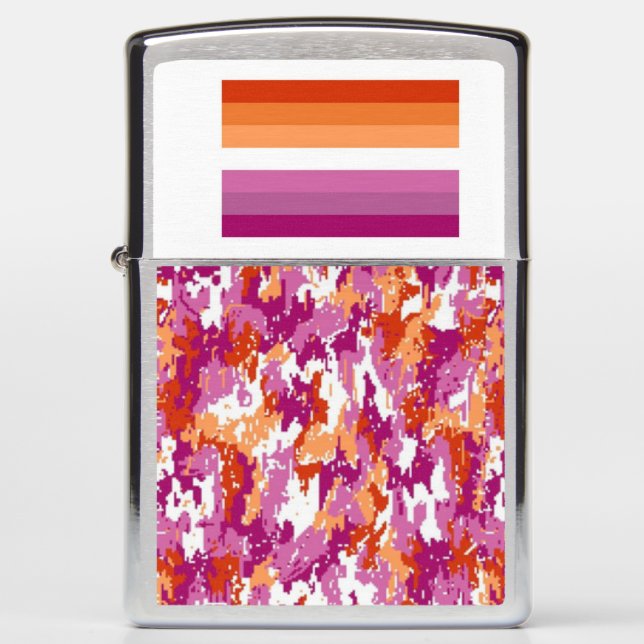 Lesbian Pride/Lesbian Camo Zippo Lighter (Front)