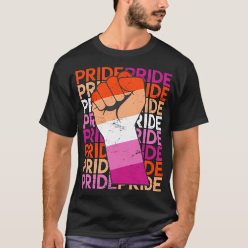Lesbian Pride LGBT Pride Fist Lesbian Flag  T_Shirt