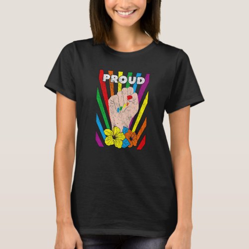 Lesbian Pride Lgbt Proud Fist Gay Bisexual Women T_Shirt