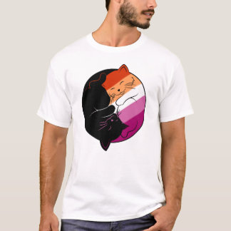 Lesbian Pride LGBT Yin Yang Cats Kittens T-Shirt