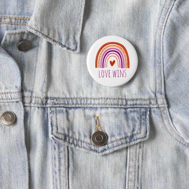 Lesbian Pride Love Wins LGBT Rainbow Button (In Situ)