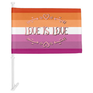 Lesbian Pride Month Love is Love Car Flag