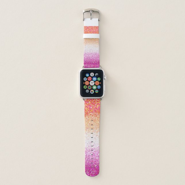 Lesbian Pride Pink Glitter Gradient Sparkle  Apple Watch Band (Front)