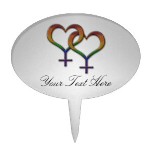 Lesbian Pride Rainbow Female Gender Symbols Cake Topper