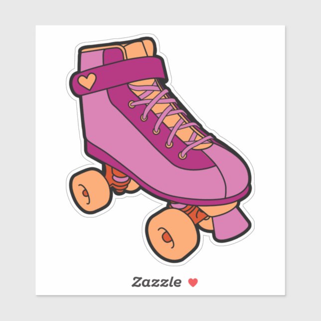  Lesbian Pride Skating Pink Retro Roller Skate Sticker (Sheet)