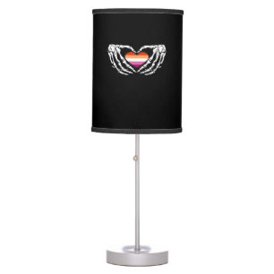 Lesbian Pride Skeleton Halloween Wlw Goth Heart Cl Table Lamp