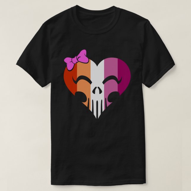 Lesbian Pride Skully Unisex T-Shirt (Design Front)