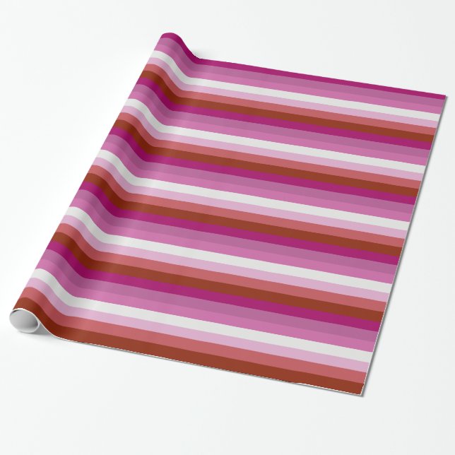 LESBIAN PRIDE STRIPES DESIGN - 2014 PRIDE.png Wrapping Paper (Unrolled)