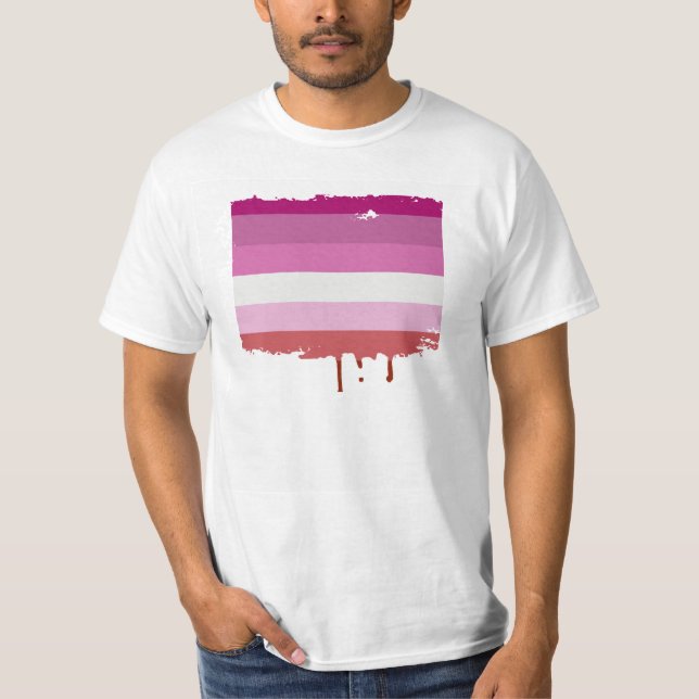 LESBIAN PRIDE STRIPES DESIGN T-Shirt (Front)