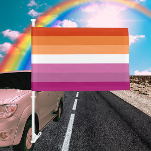 Lesbian Pride Sunset Seven Stripes Car Flag