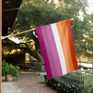 Lesbian Pride Sunset Seven Stripes House Flag