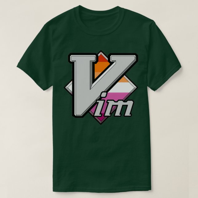 Lesbian Pride Vim Logo T-Shirt (Design Front)