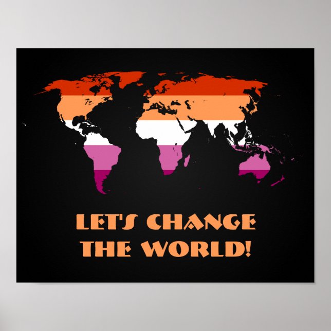 Lesbian pride world map poster (Front)