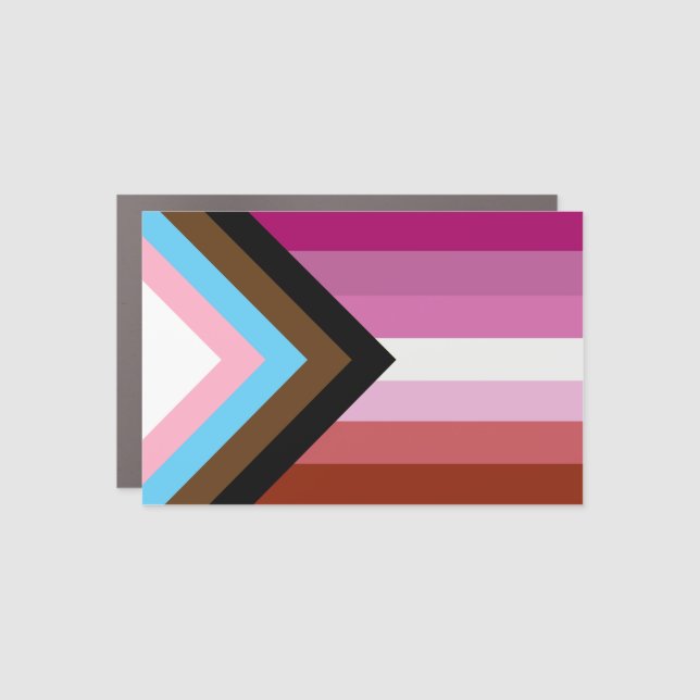 Lesbian Progress Pride Flag Stripes Car Magnet (Front)