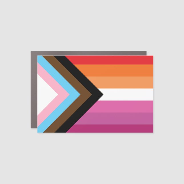 Lesbian Progress Pride House Flag Car Magnet (Front)