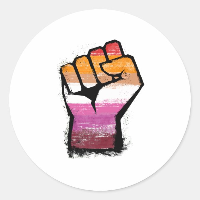 Lesbian Protest Fist Classic Round Sticker (Front)