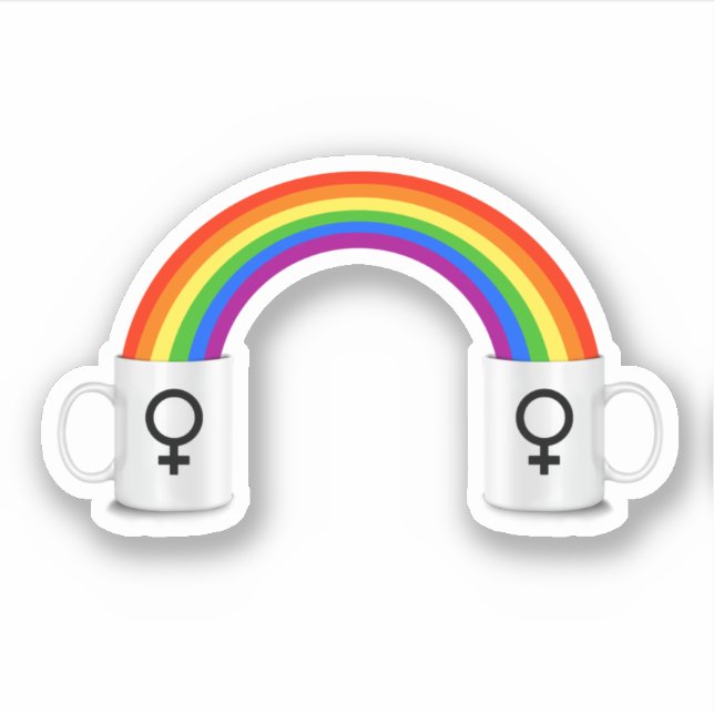 Lesbian Rainbow Coffee Date Sticker (Front)