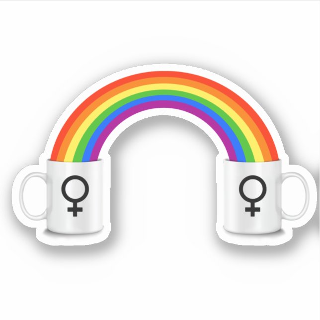 Lesbian Rainbow Coffee Date Sticker (Front)