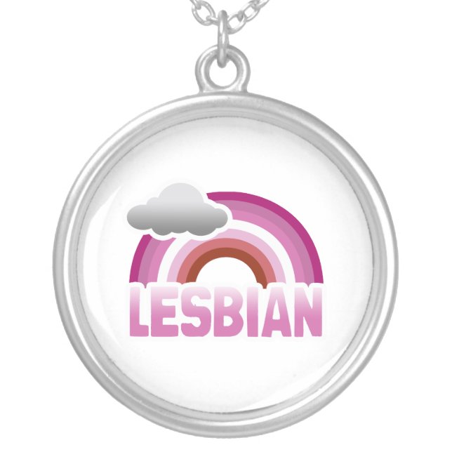 LESBIAN RAINBOW SILVER PLATED NECKLACE (Front)