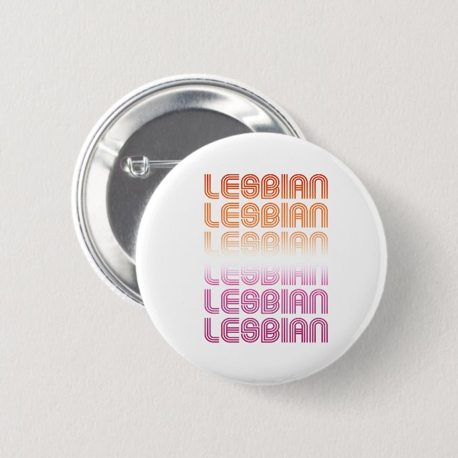 Lesbian Retro Pattern Design Button (Front & Back)