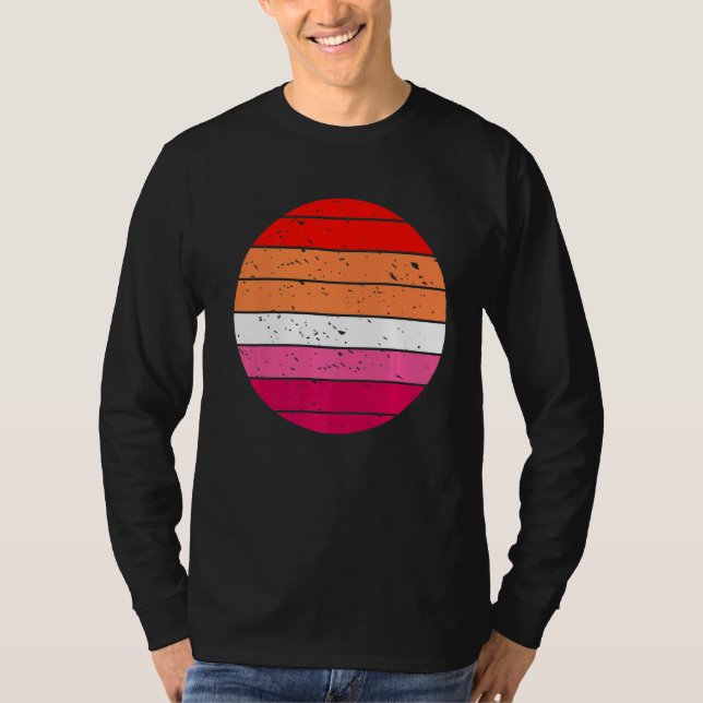 Lesbian Retro Sunset Gay And Lesbian Pride Lgbt Ga T-Shirt (Front)