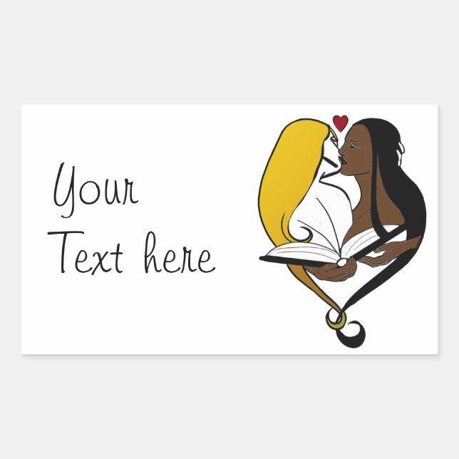 Lesbian Romance Your Text Here Rectangular Sticker (Front)