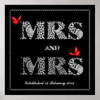 Lesbian Same Gender Wedding Gift Lace Word Art
