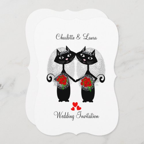 Lesbian Same_Sex Marriage Cool Cats Wedding Invitation