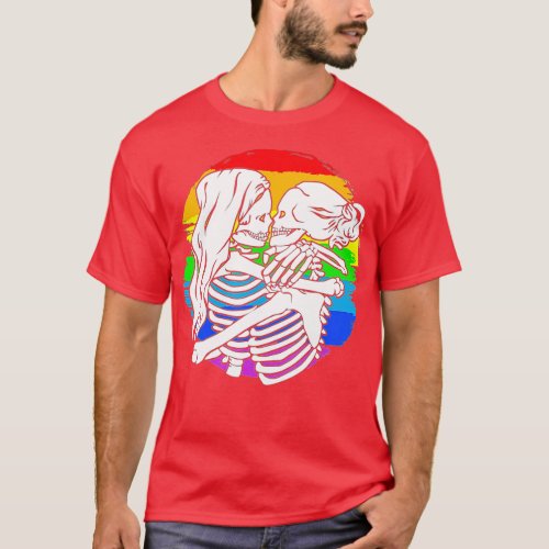 Lesbian skeleton couple _ Lesbian pride for Hallow T_Shirt