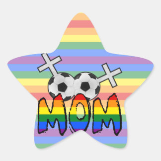 Lesbian Soccer Mom (w/ rainbow) Star Sticker