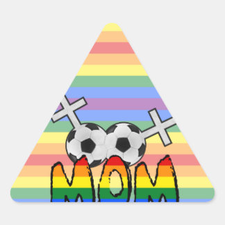 Lesbian Soccer Mom (w/ rainbow) Triangle Sticker