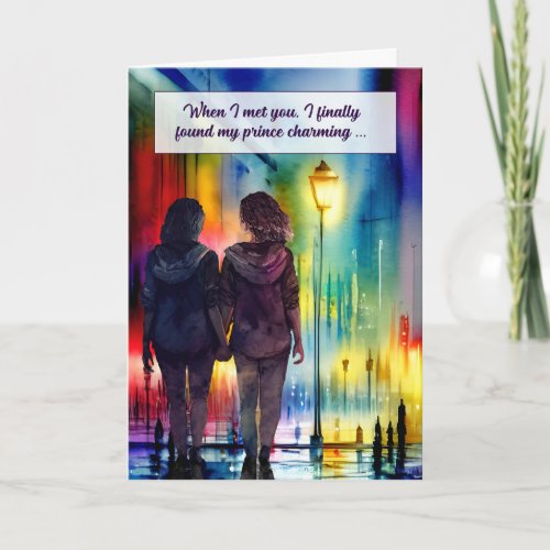 Lesbian Spouse Gay Anniversary Rainbow  Card