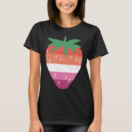 Lesbian Strawberry LGBTQ Pink Pride Flag Cottageco T_Shirt