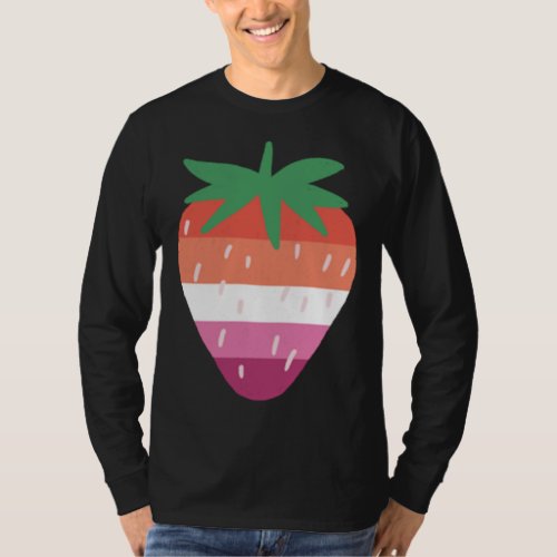 Lesbian Strawberry LGBTQ Pink Pride Flag Cottageco T_Shirt