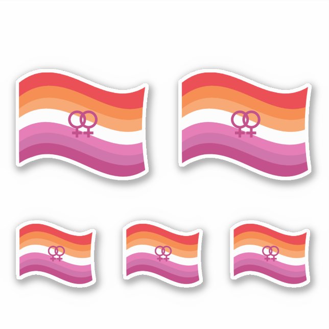 Lesbian Sunset Love Pride Wavy Flag Sticker (Front)
