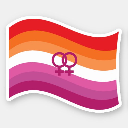 Lesbian Sunset Love Pride Wavy Flag Sticker