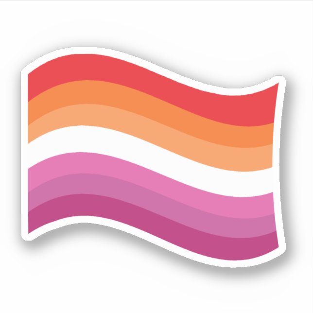 Lesbian Sunset Pride Wavy Flag Sticker (Front)