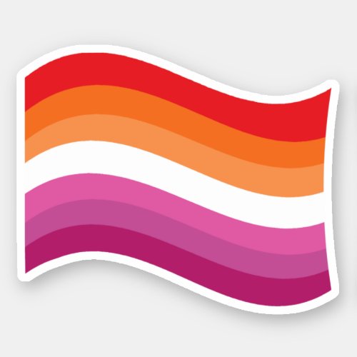 Lesbian Sunset Pride Wavy Flag Sticker