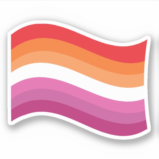 Lesbian Sunset Pride Wavy Flag Sticker (Front)