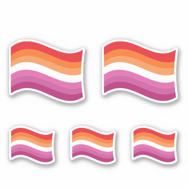 Lesbian Sunset Pride Wavy Flag Sticker (Front)