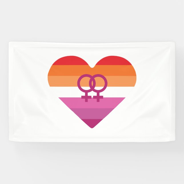 Lesbian Sunset WLW Heart Banner (Horizontal)