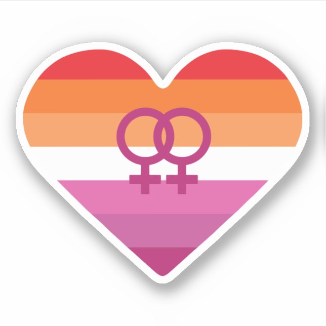 Lesbian Sunset WLW Heart Sticker (Front)