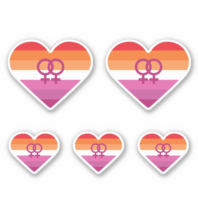 Lesbian Sunset WLW Heart Sticker (Front)