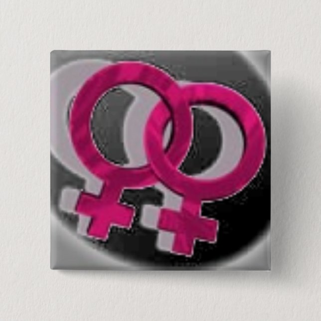 Lesbian Symbols Black Pinback Button (Front)