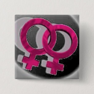 Lesbian Symbols Black Pinback Button