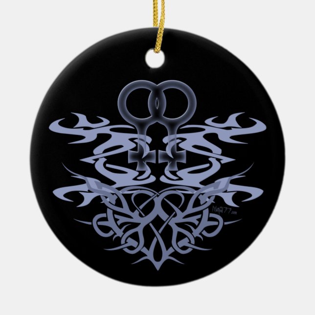 Lesbian Tribal Heart Custom Ornaments (Front)