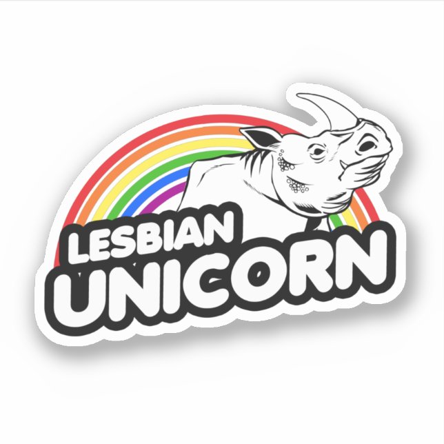 Lesbian Unicorn Rainbow Sticker (Front)