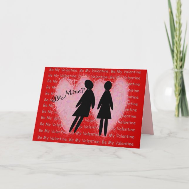 Lesbian Valentine Cards & Gifts "Be Mine?" (Front)