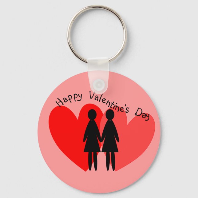 Lesbian Valentine Cards & Gifts Keychain (Front)